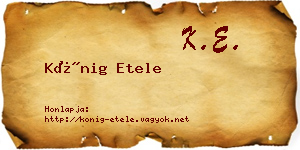 Kőnig Etele névjegykártya